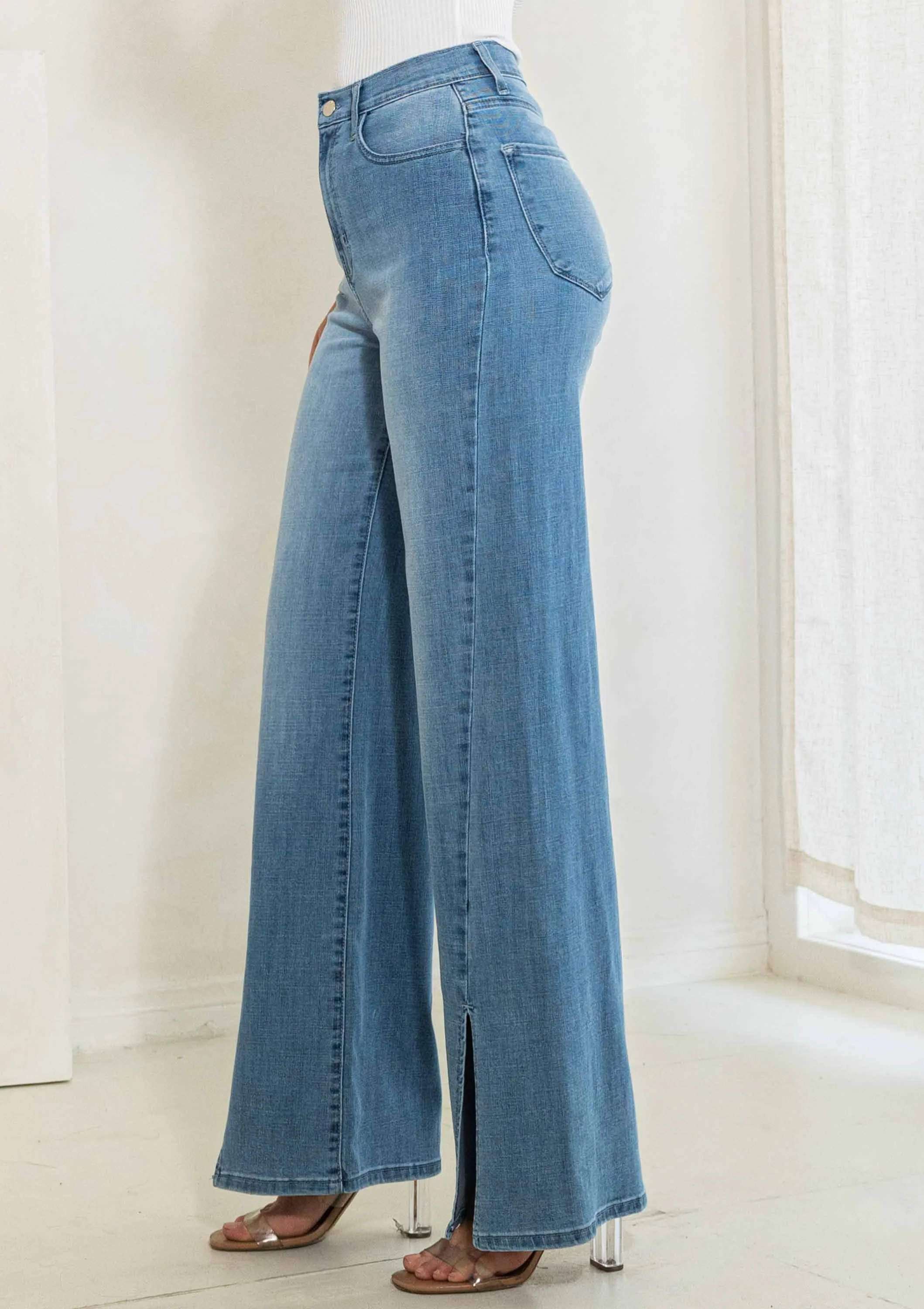 Allison Wide Leg Slit Front Jeans
