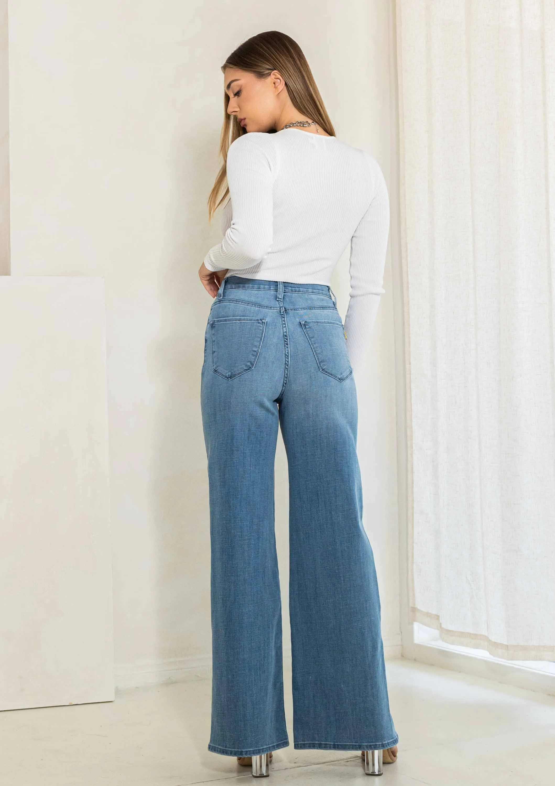 Allison Wide Leg Slit Front Jeans