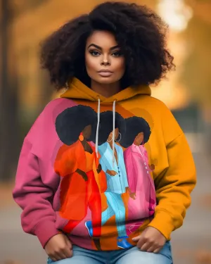 Big Hair & Bright Colors Will Do It for Me Cartoon Print Unisex Long-sleeved Hoodie