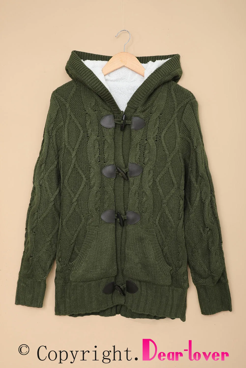 Black Toggle Coat with Sherpa Lining