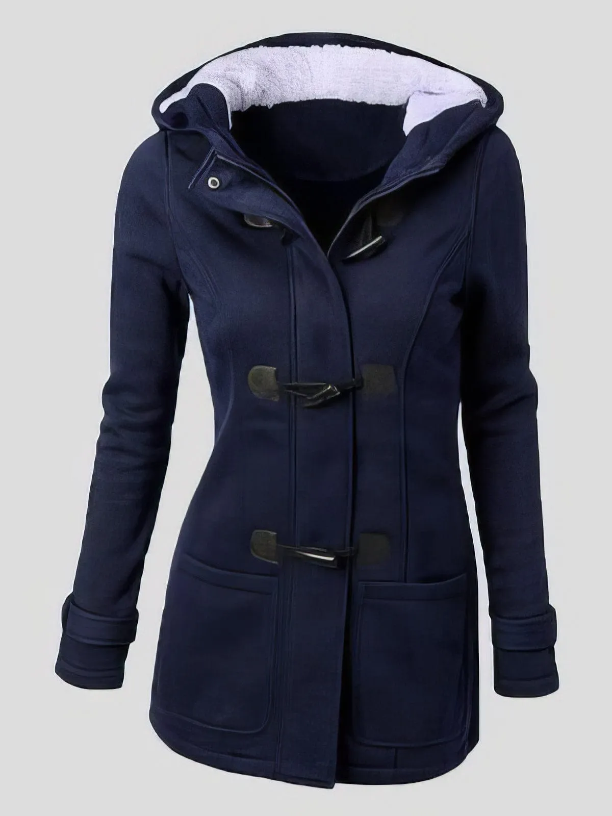Black Toggle Coat with Sherpa Lining