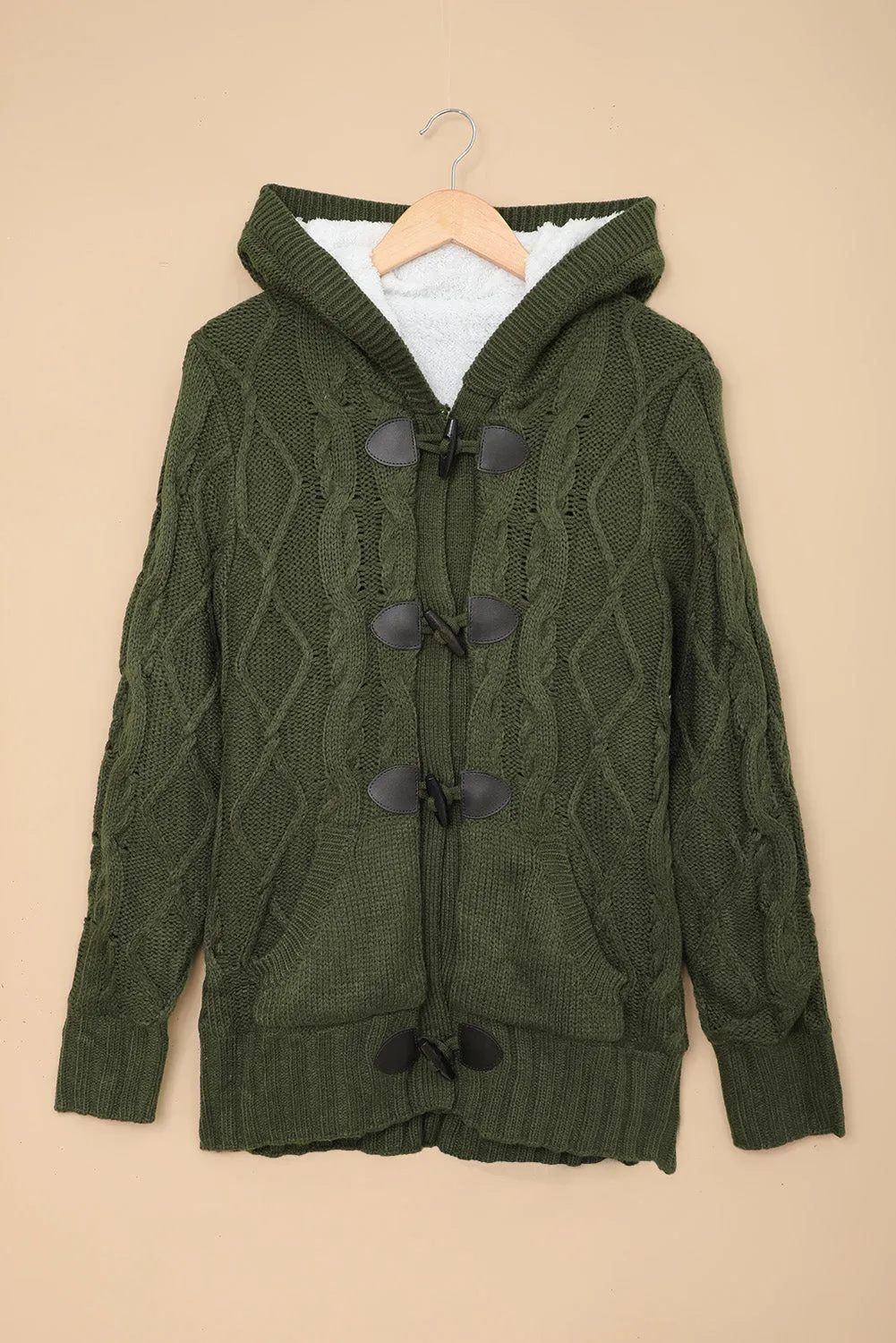Black Toggle Coat with Sherpa Lining