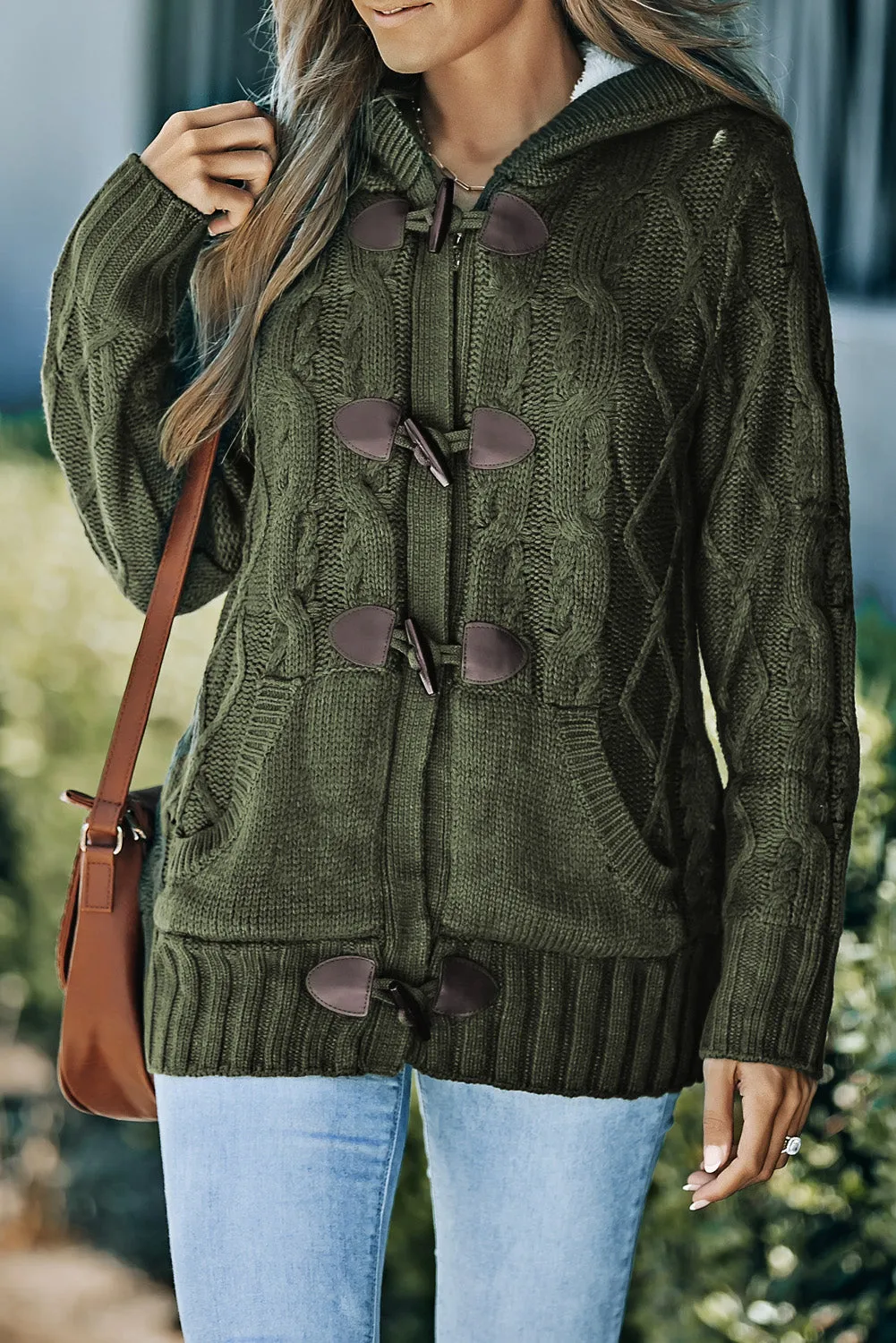 Black Toggle Coat with Sherpa Lining