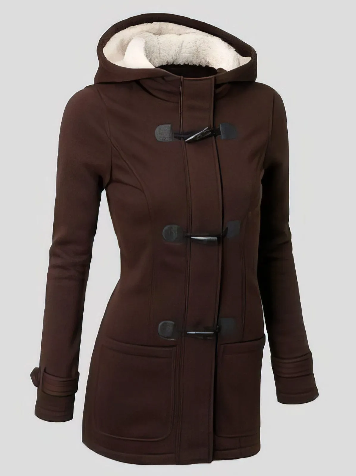 Black Toggle Coat with Sherpa Lining