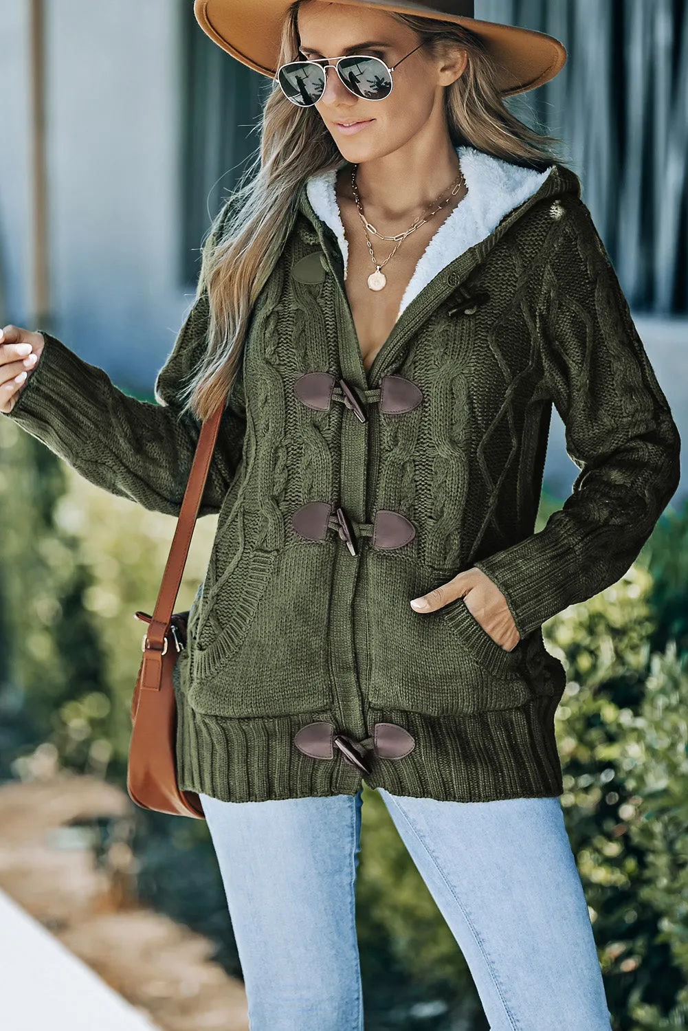 Black Toggle Coat with Sherpa Lining