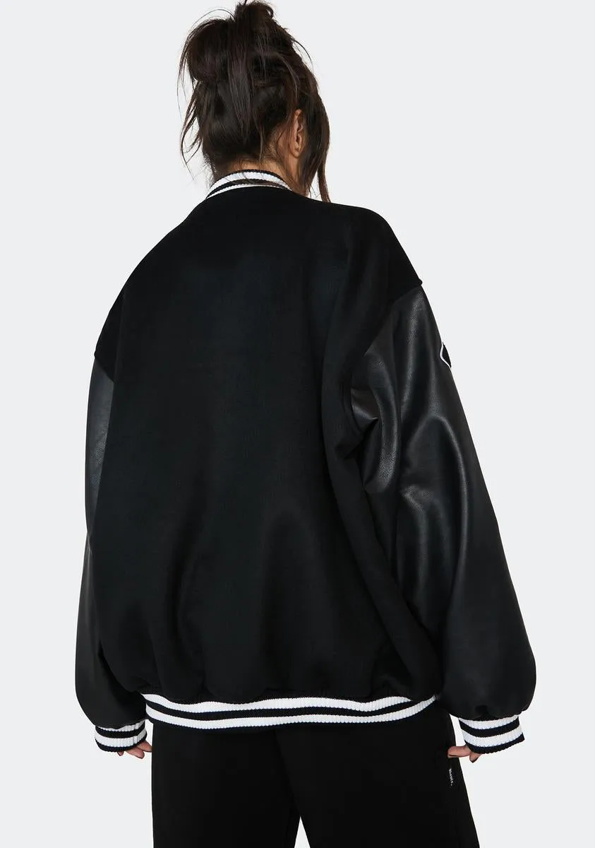 Black Velour Varsity Jacket