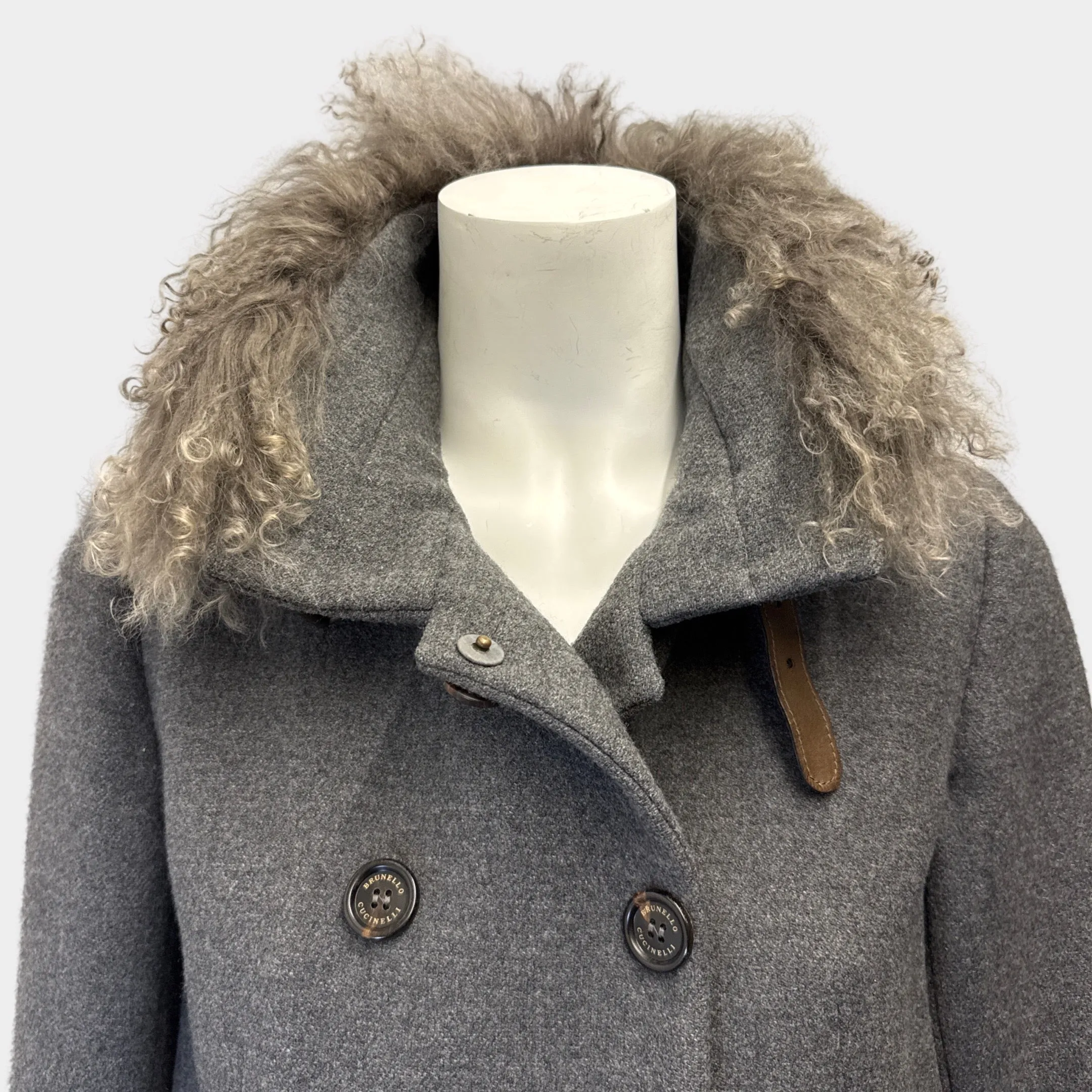 Brunello Cucinelli Women's Grey Wool and Cashmere Peacoat