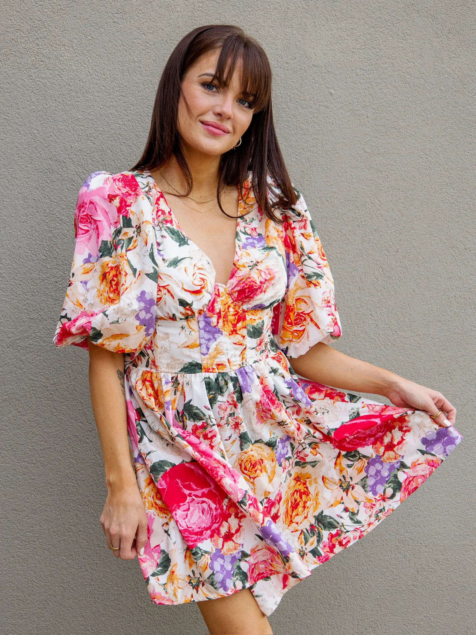 Buddylove Bonnie Puff Sleeve Mini Dress - Love Story