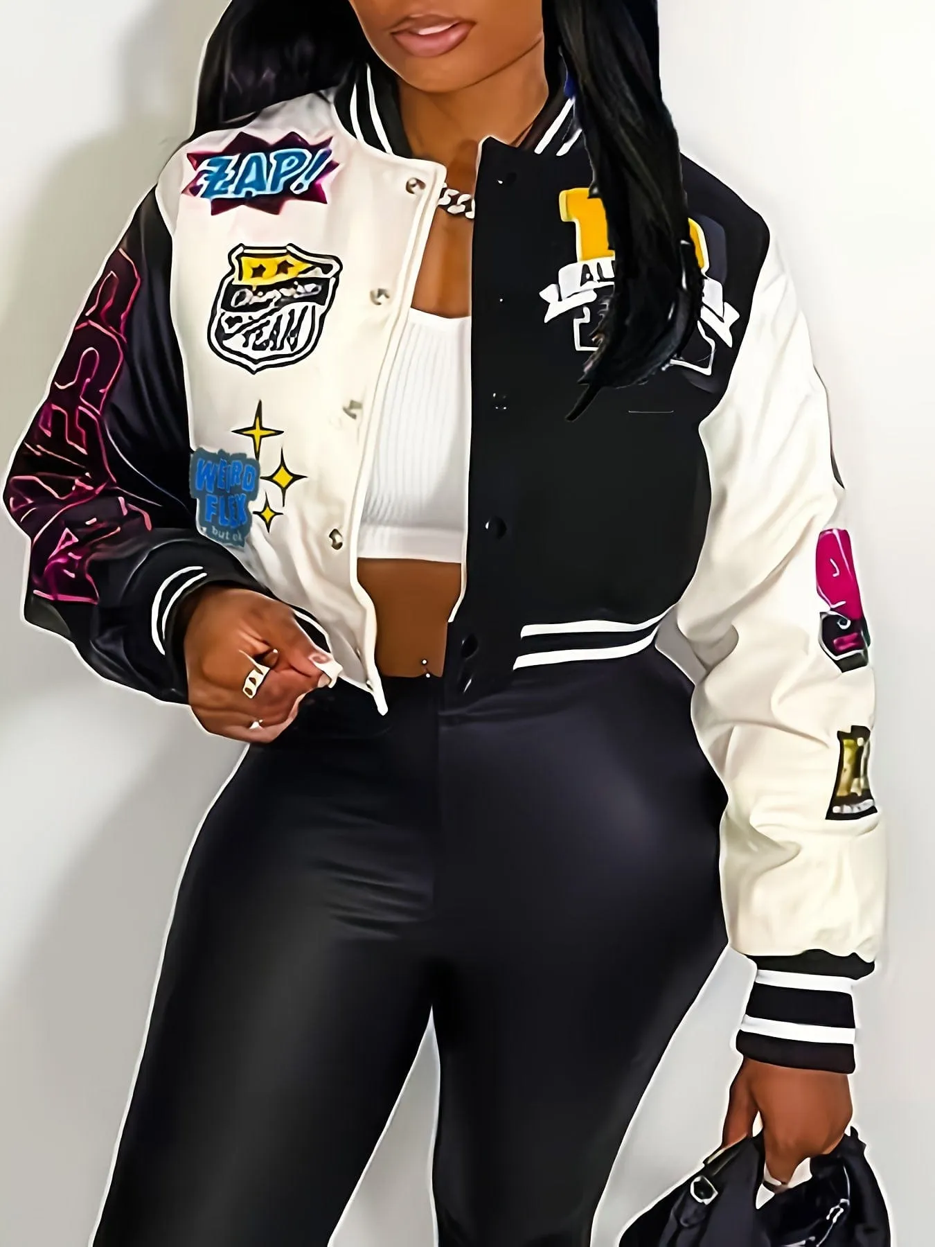 Button-Front Varsity Jacket