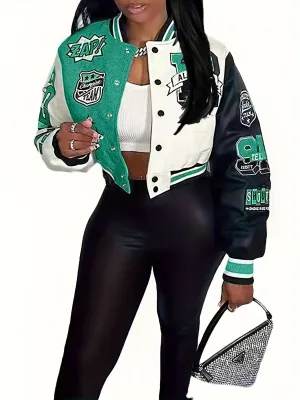 Button-Front Varsity Jacket