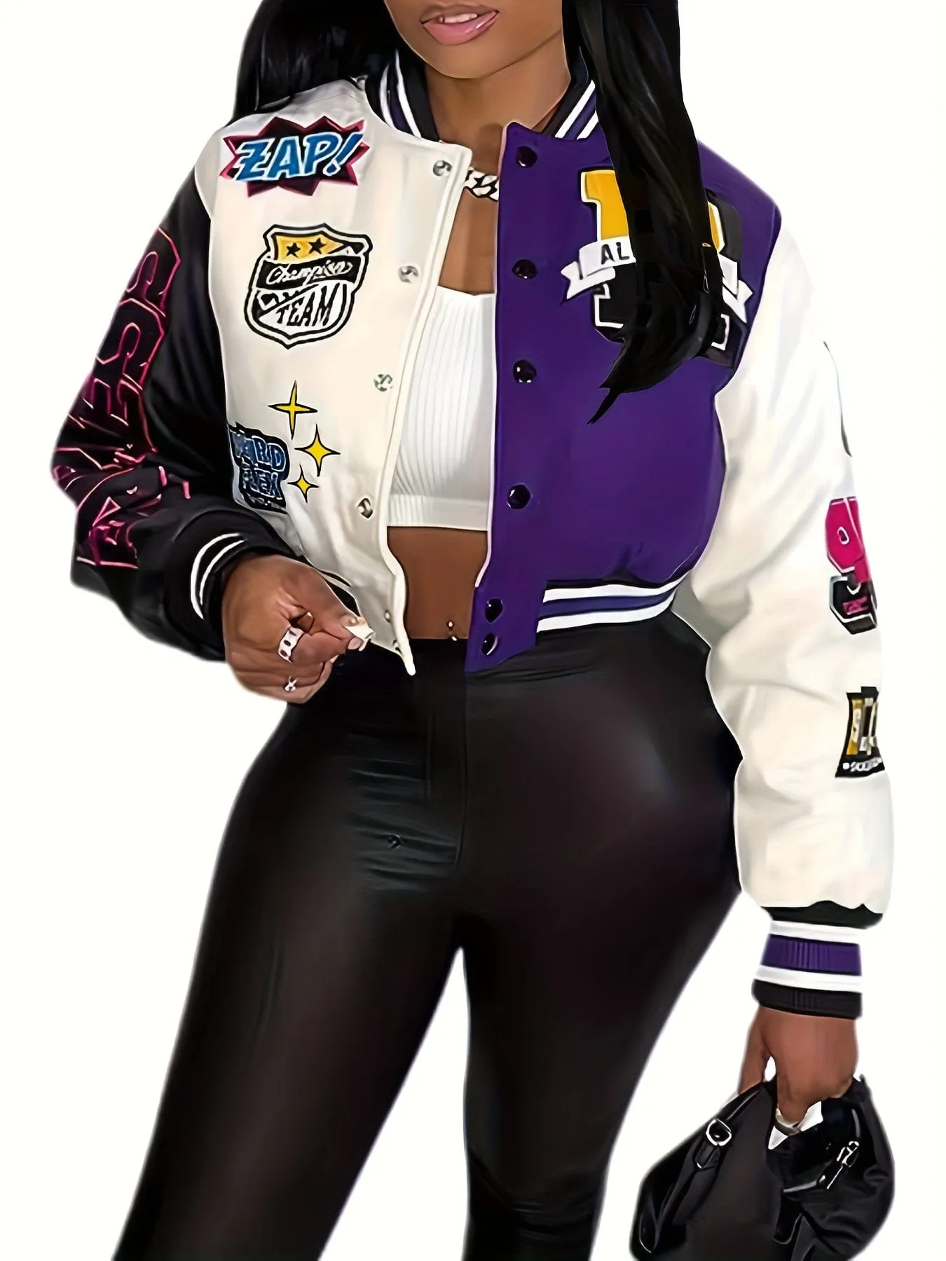 Button-Front Varsity Jacket
