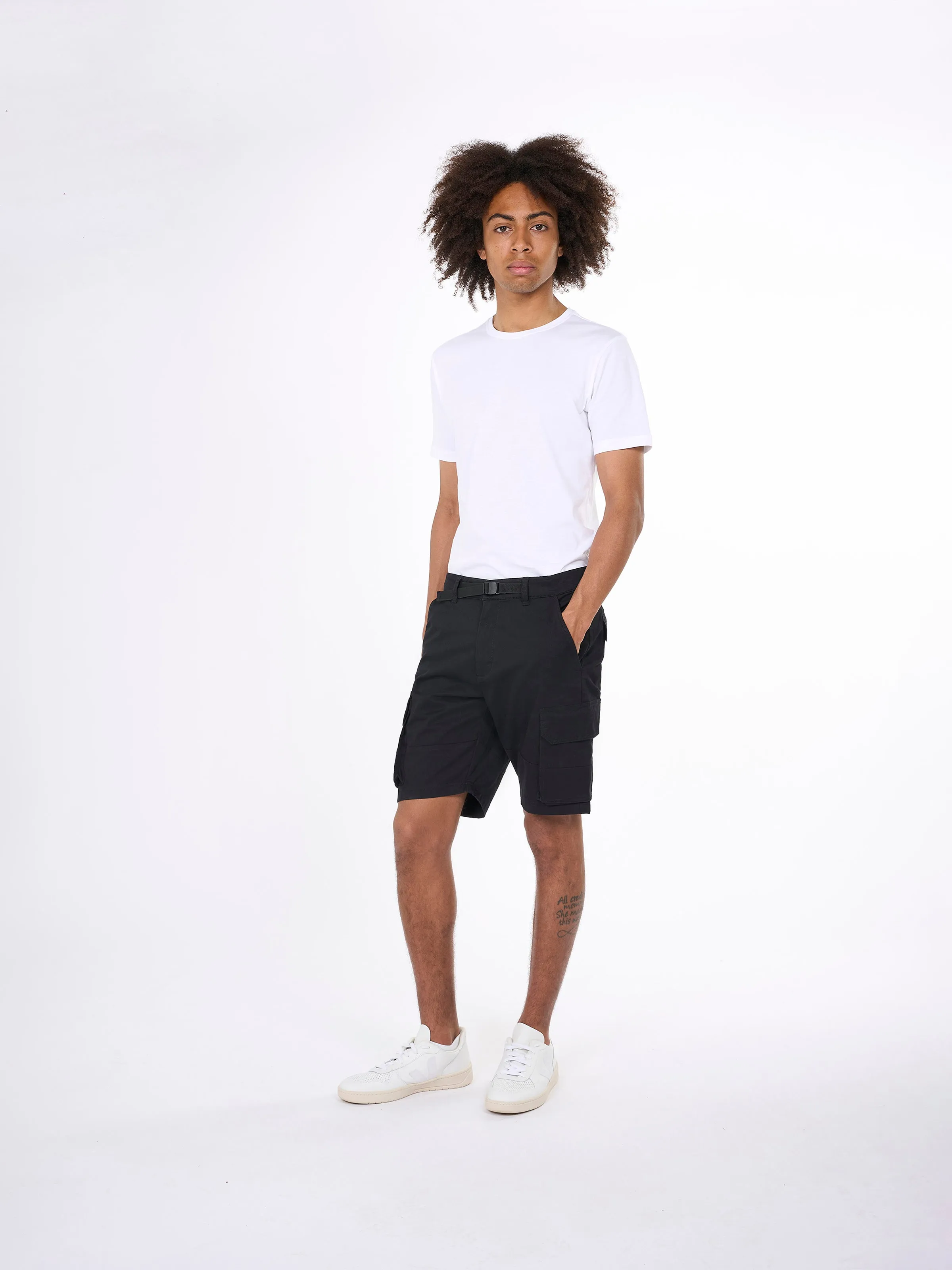 Cargo stretched twill shorts - Black Jet