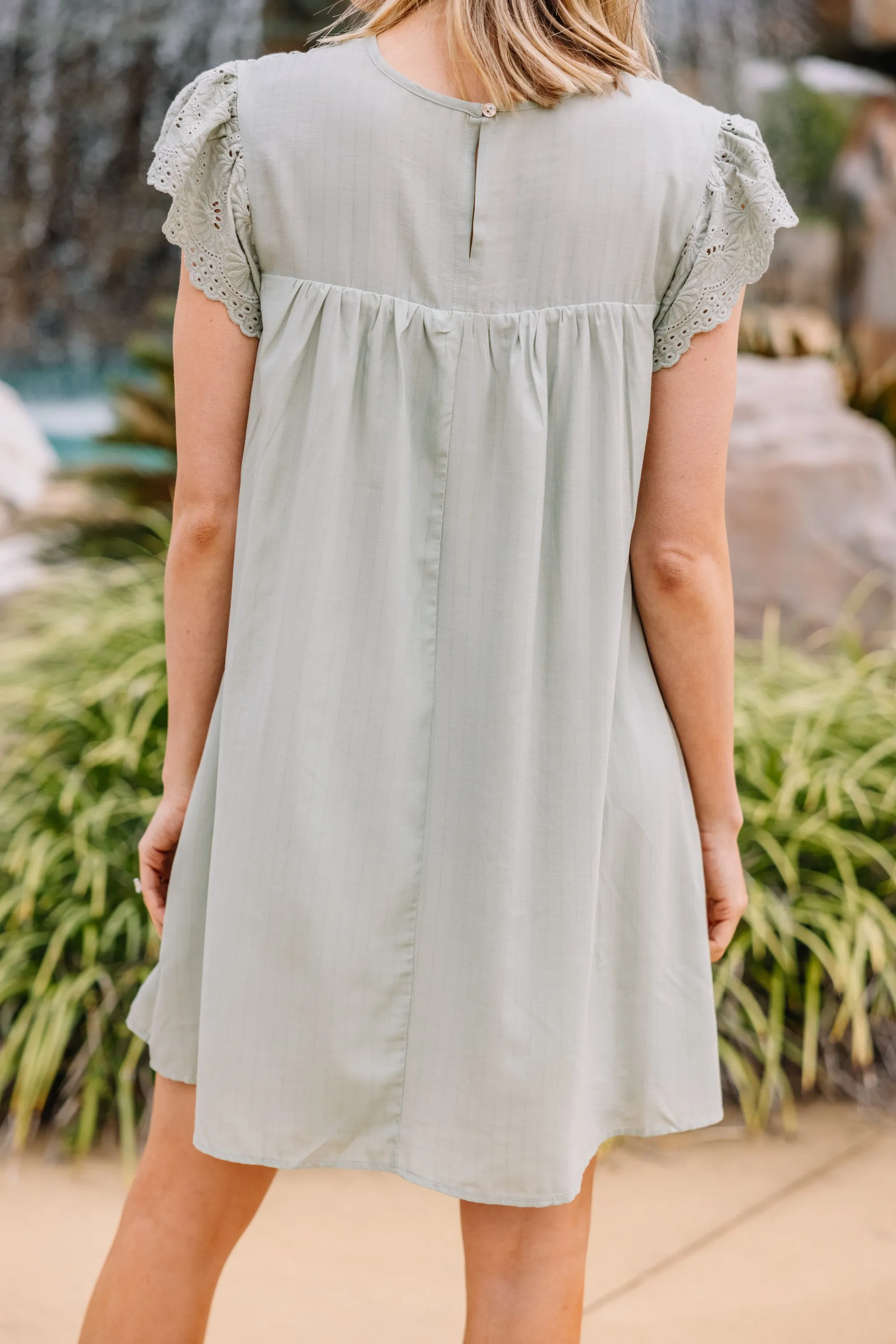 Chic Instincts Moss Green Babydoll Dress