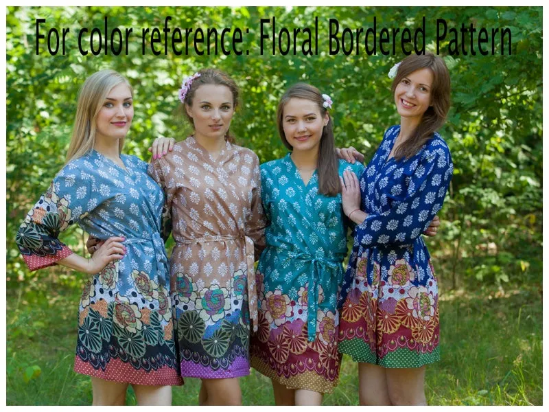 Dark Blue My Peasant Dress Style Caftan in Floral Bordered Pattern