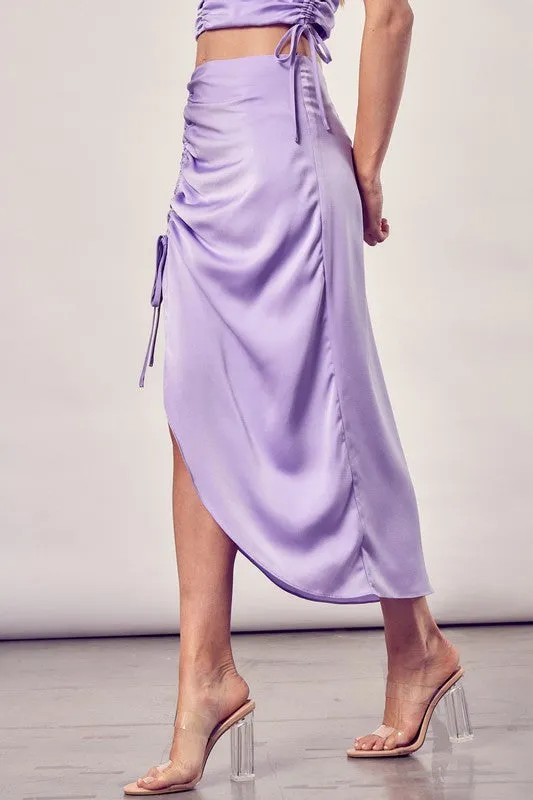 Do   Be Feminine Side Gathered Slit Hem Skirt
