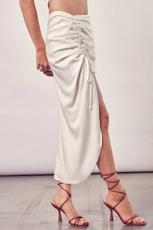 Do   Be Feminine Side Gathered Slit Hem Skirt
