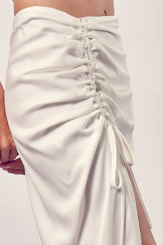 Do   Be Feminine Side Gathered Slit Hem Skirt