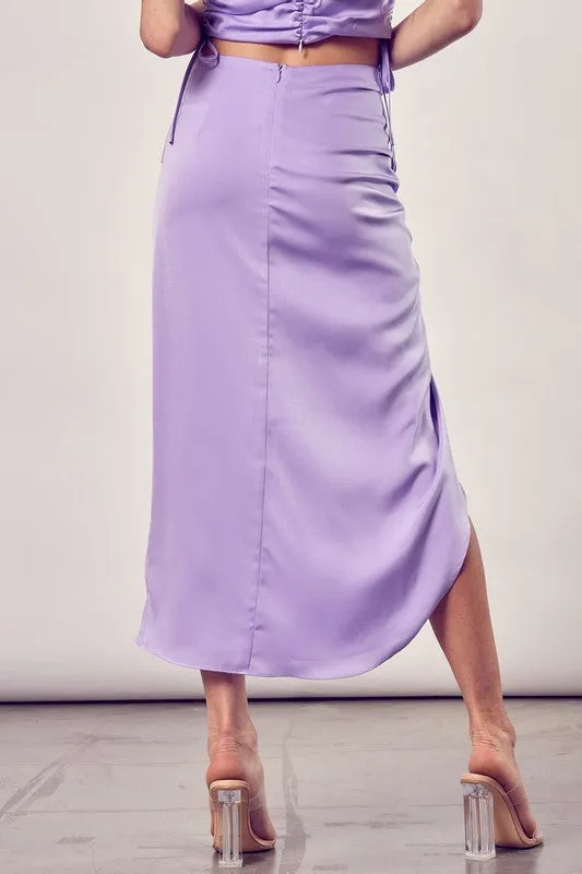 Do   Be Feminine Side Gathered Slit Hem Skirt