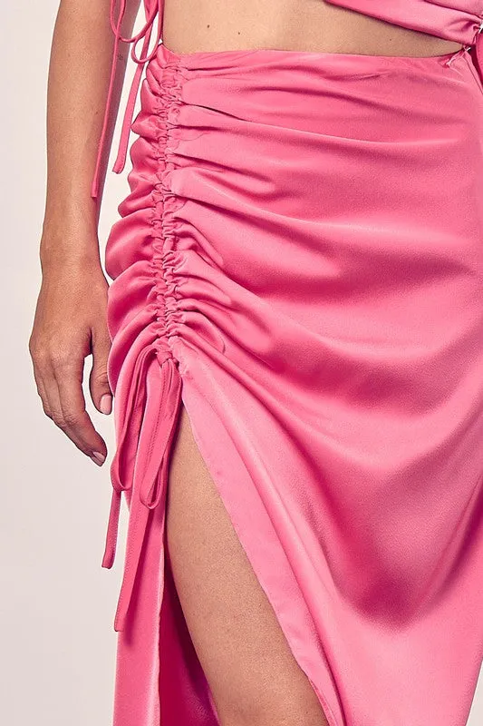 Do   Be Feminine Side Gathered Slit Hem Skirt
