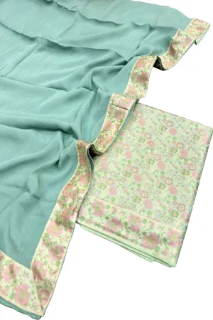 Elegant Green Banarasi Silk Meenakari Three Piece Suit Set: A Timeless Masterpiece