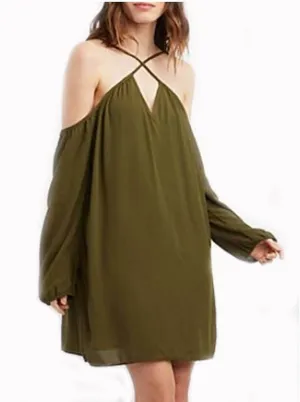 Fab Strappy Cold Shoulder Shift Dress