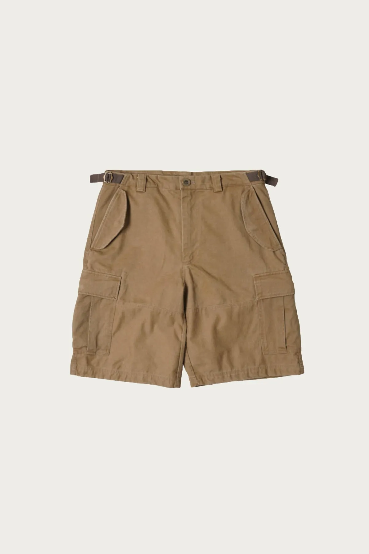 Faded Cotton Cargo Shorts - Tan