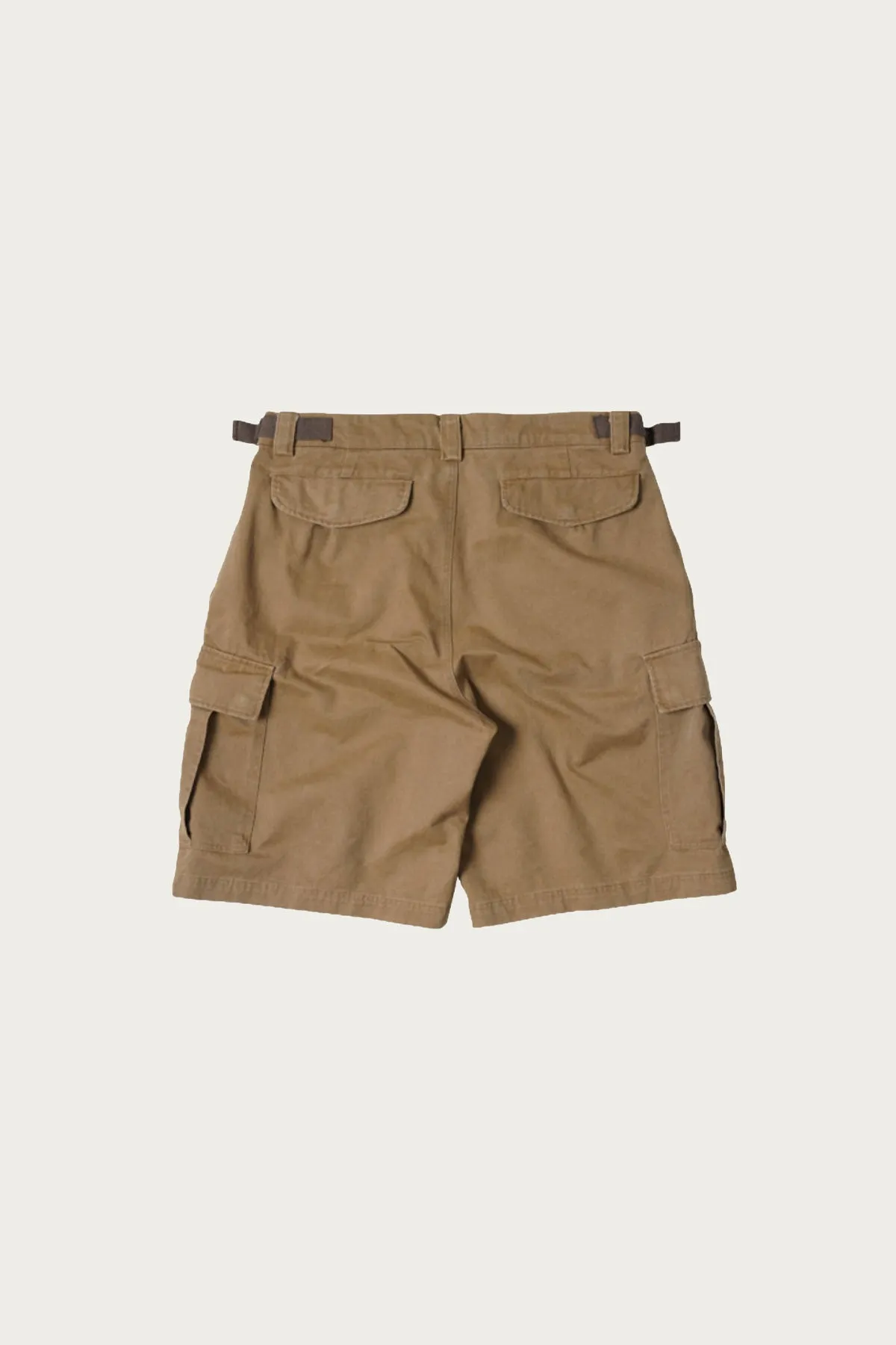 Faded Cotton Cargo Shorts - Tan