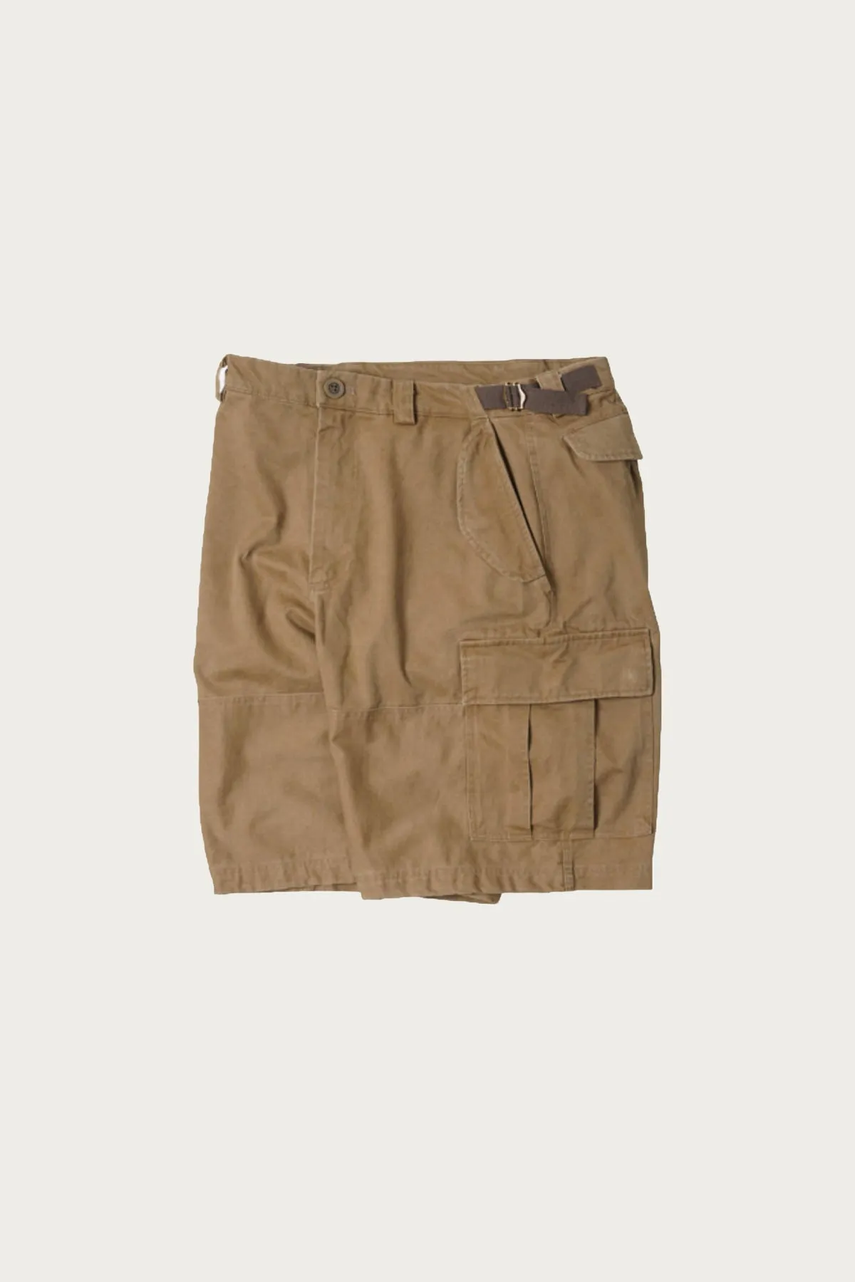 Faded Cotton Cargo Shorts - Tan