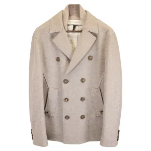 Fendi Double-Breasted Peacoat in Gray Wool