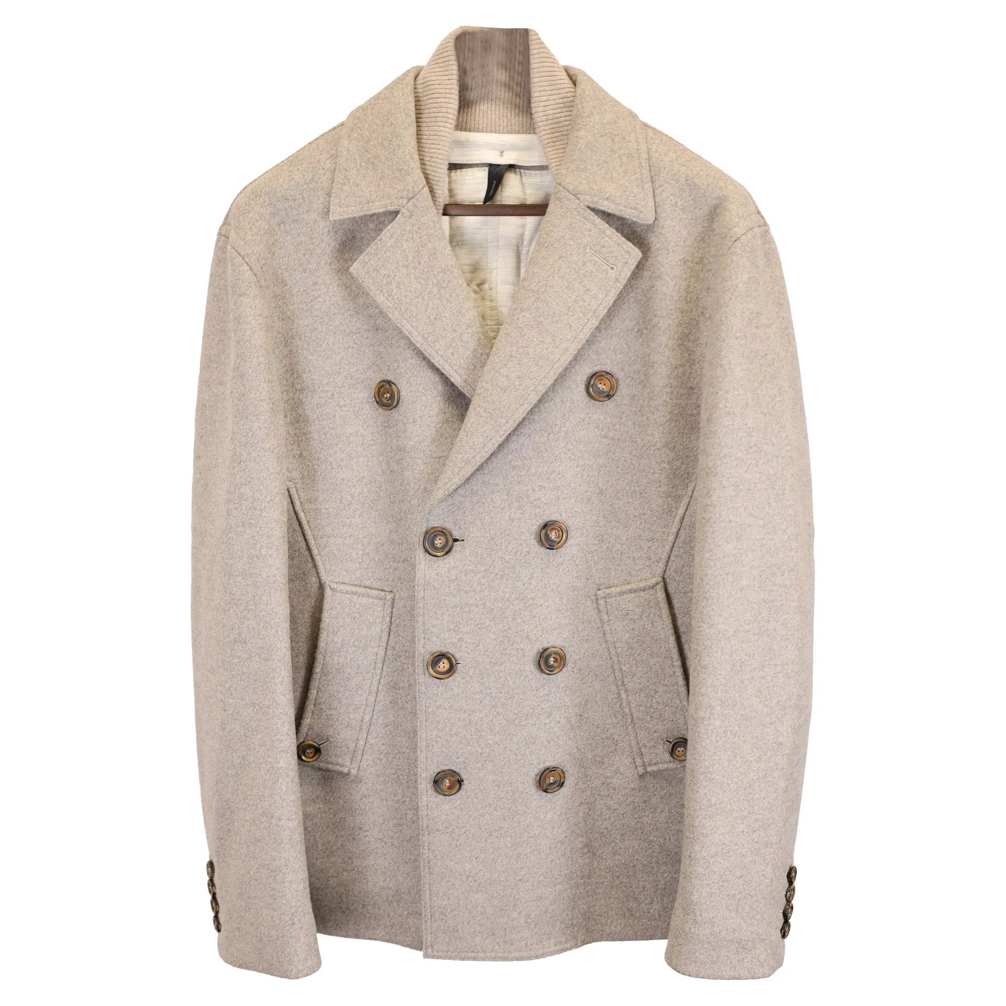 Fendi Double-Breasted Peacoat in Gray Wool