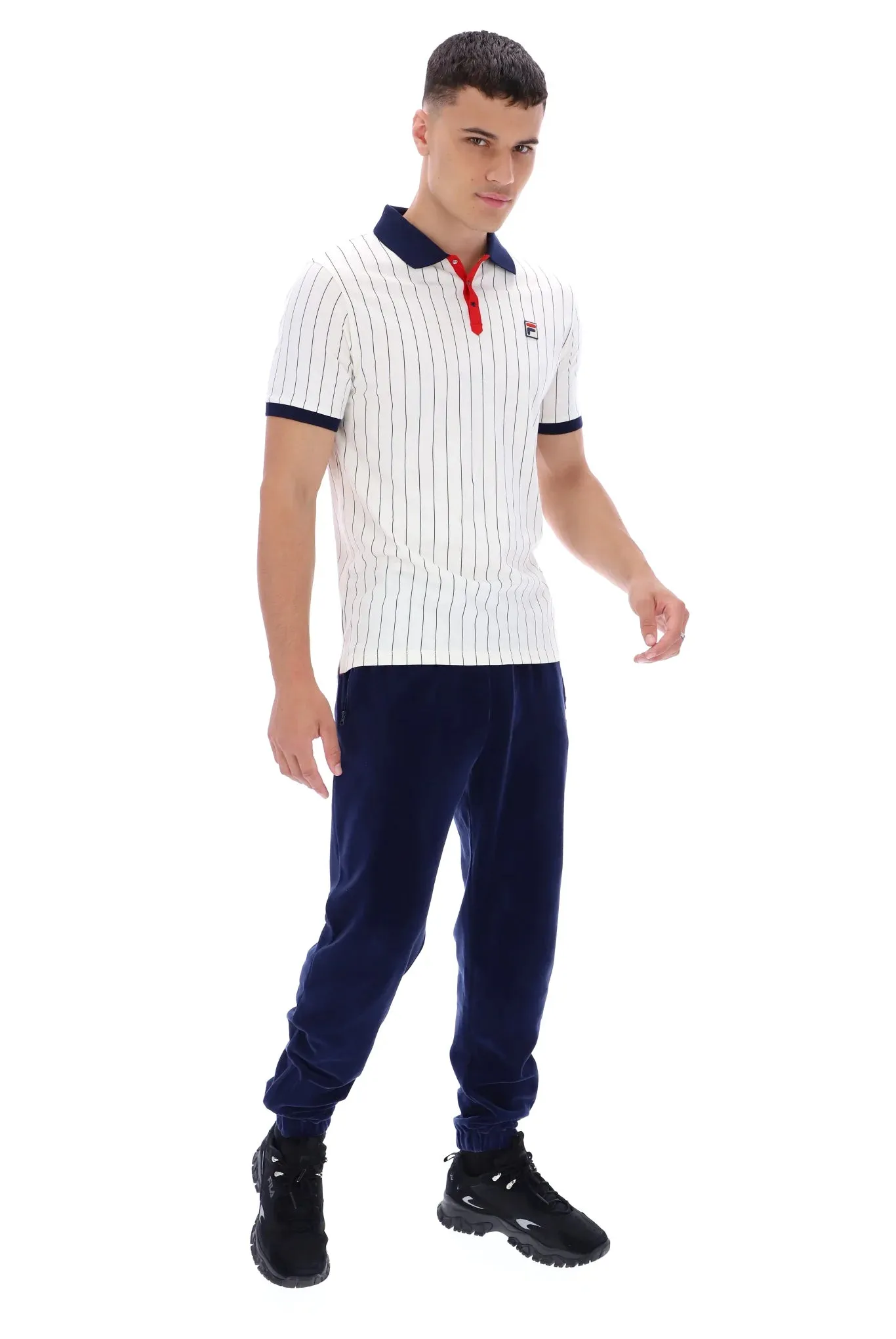 FILA BB1 Classic Vintage Striped Polo White / Navy / Red - 005