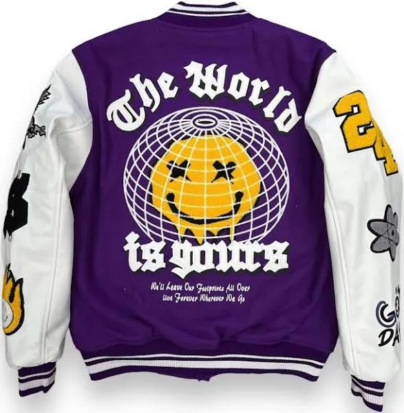 Focus Kids Varsity Jacket - World is Yours - Purple