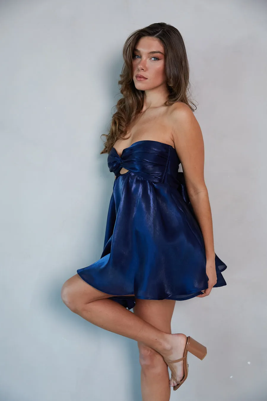 Gabby Strapless Twist Front Babydoll Dress