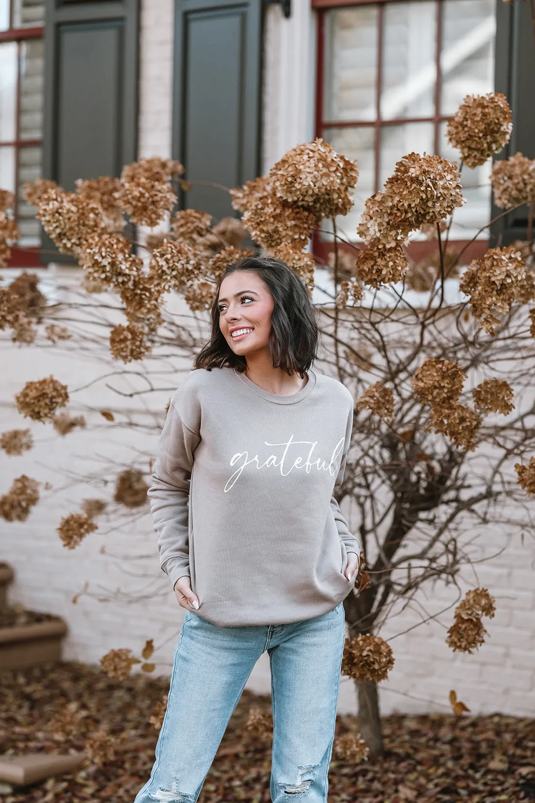 Grateful Graphic Sweatshirt- Tan