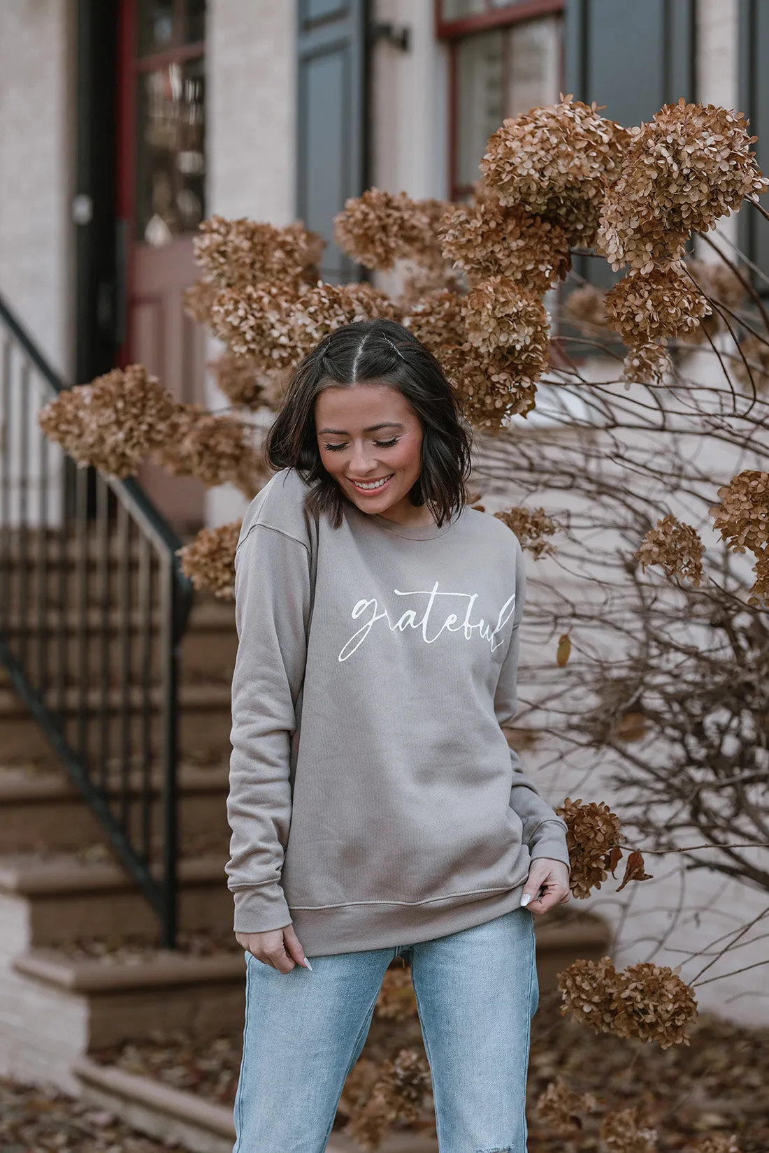 Grateful Graphic Sweatshirt- Tan