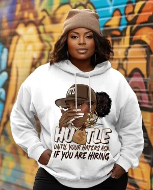 Hustle Brown Woman Long-sleeved Hoodie