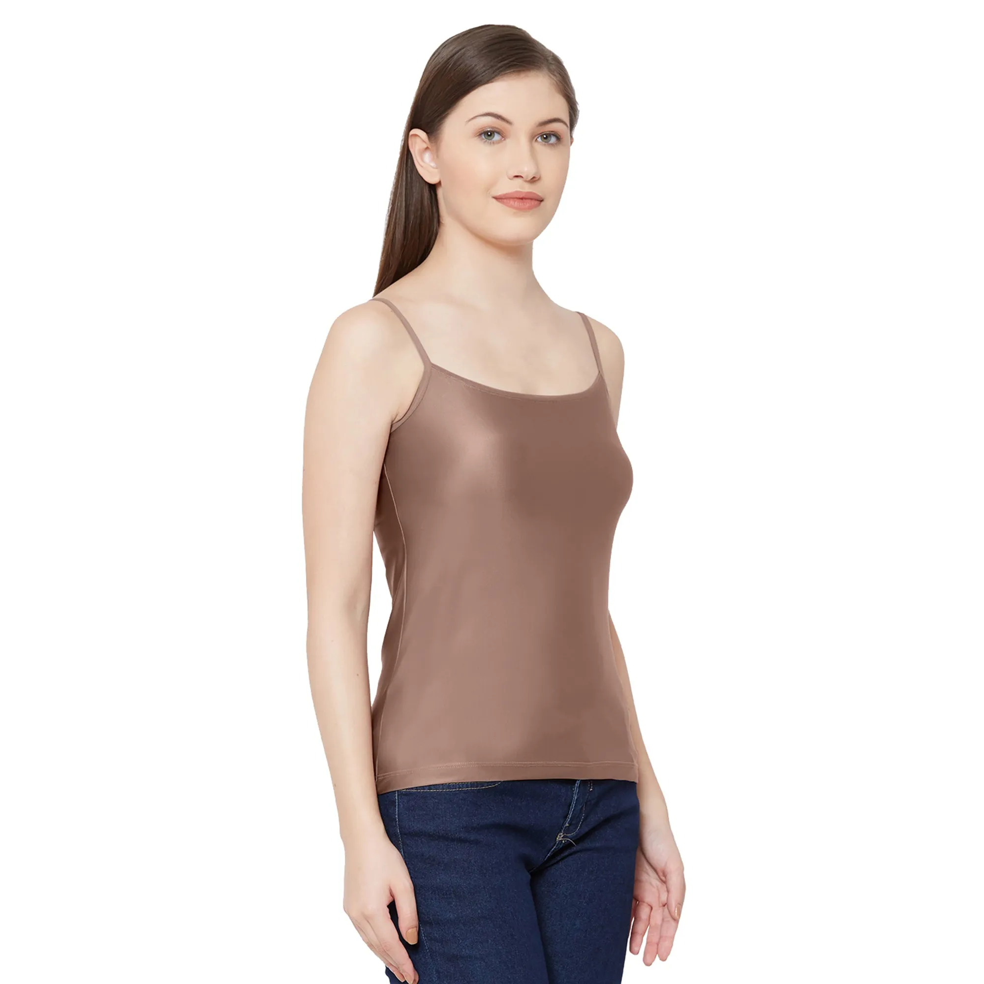 JSC-855 Light Nylon Spandex Camisole-Chocolate Brown
