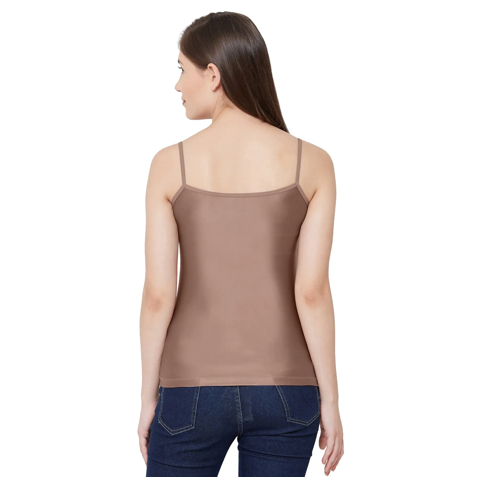 JSC-855 Light Nylon Spandex Camisole-Chocolate Brown
