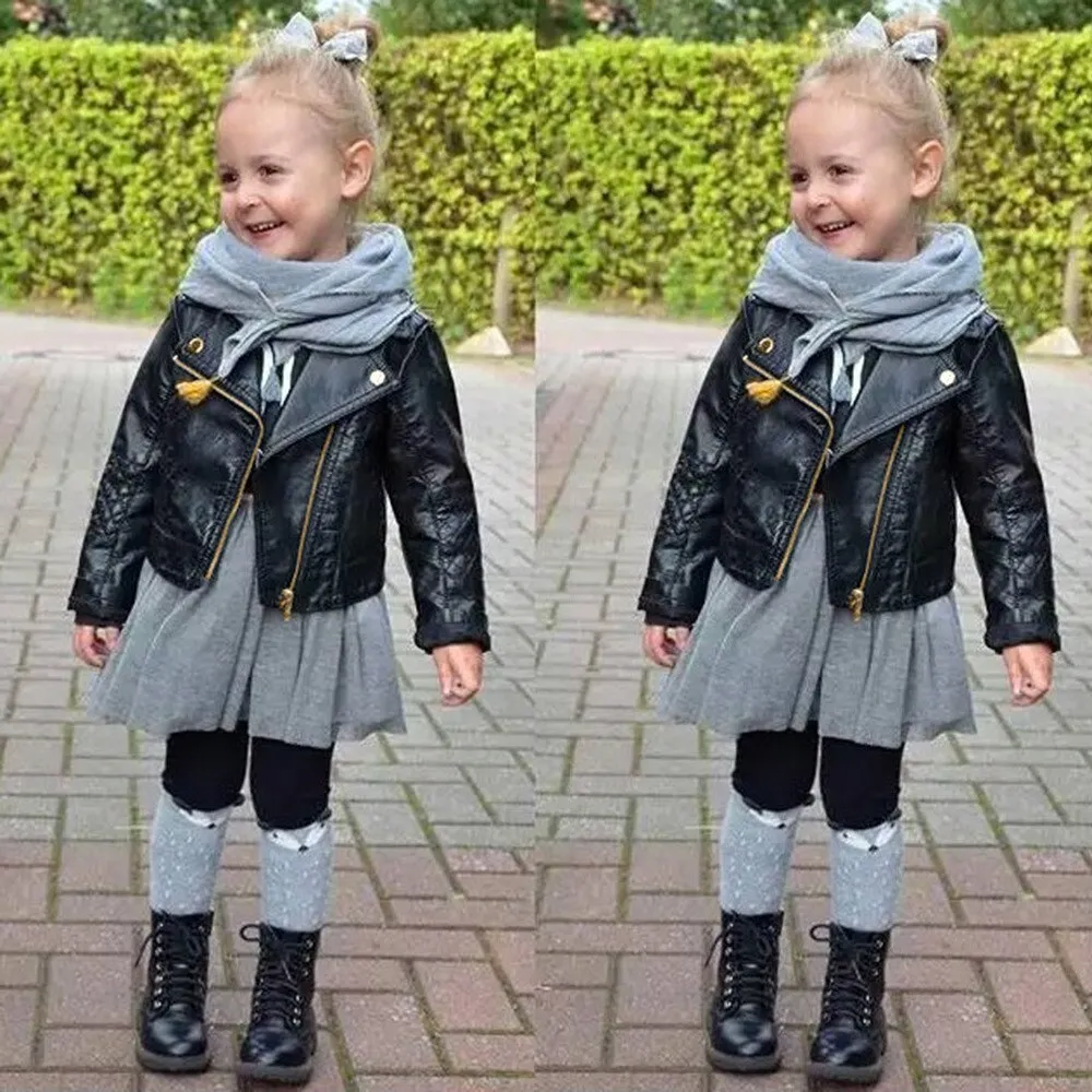 Kids Boys/Girls Stylish Short Leather Jacket/Coat