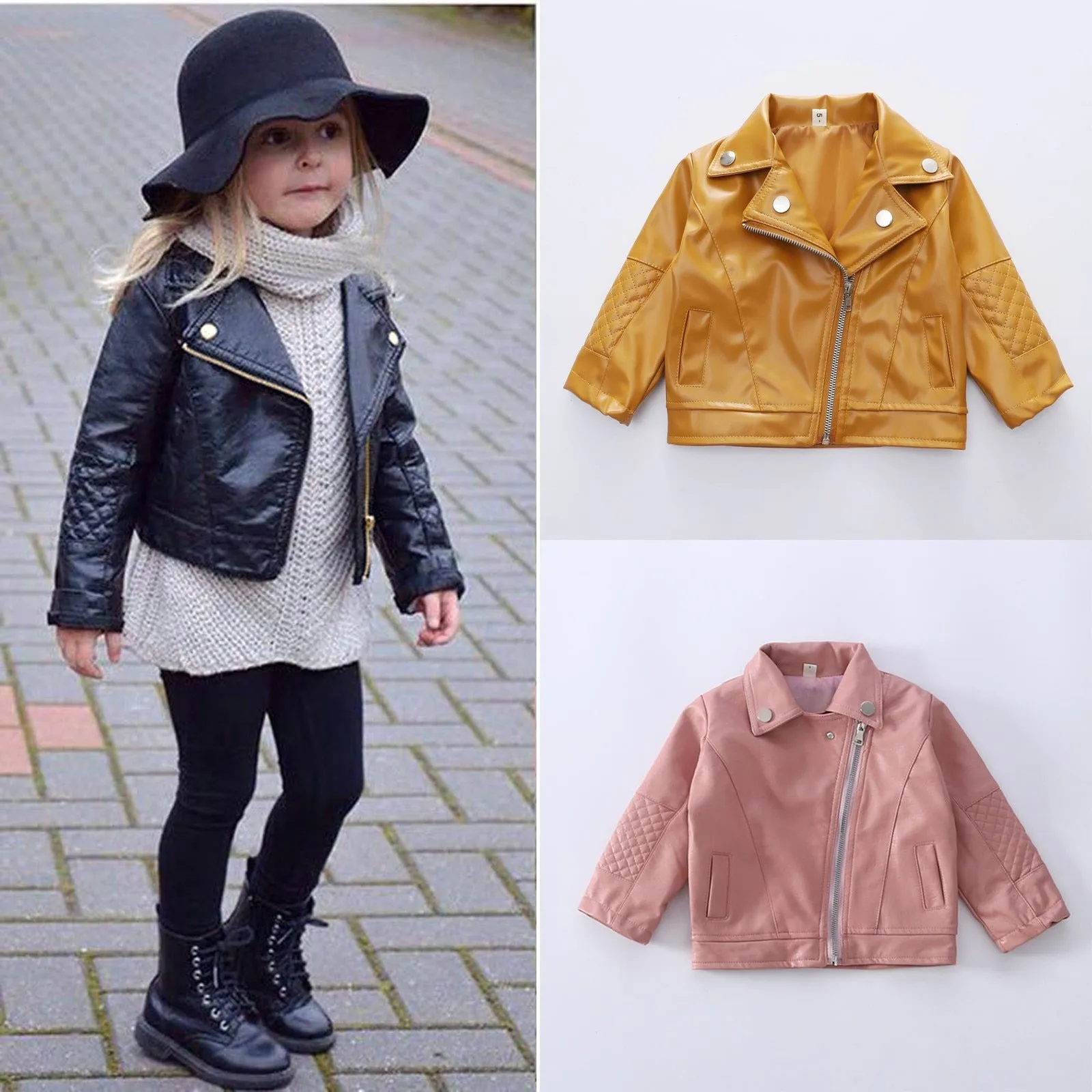 Kids Boys/Girls Stylish Short Leather Jacket/Coat