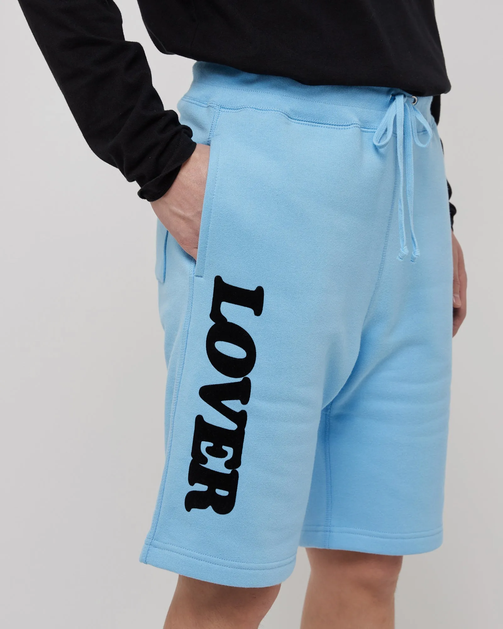 Lover Sweatshorts in Baby Blue & Black