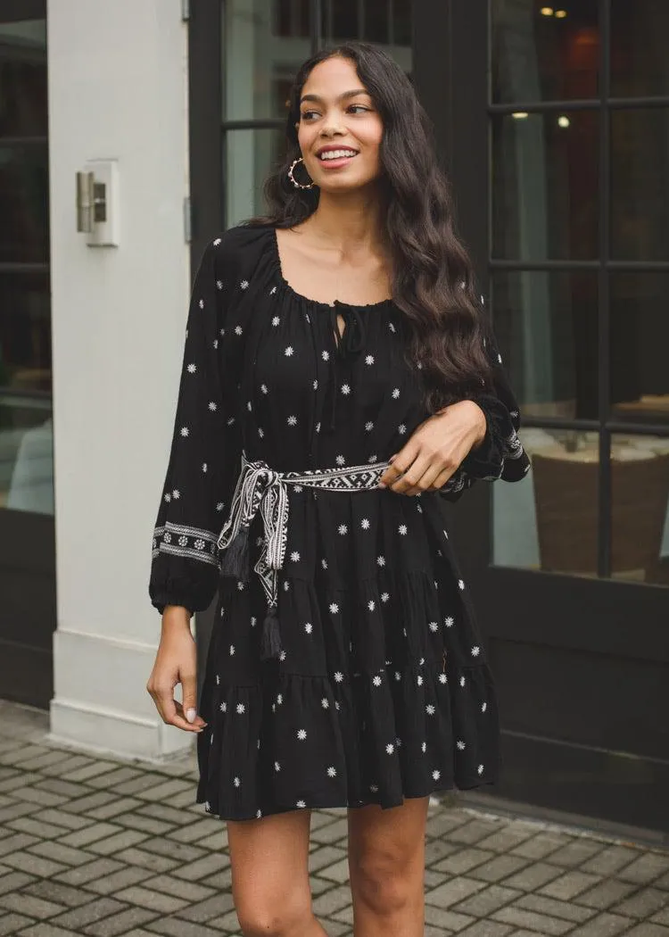 Lyric Belted Embroidered Dress-***FINAL SALE***