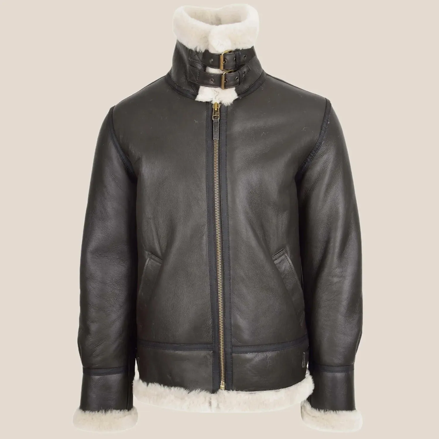 Men's Dark Brown Classic B3 Sheepskin Jacket