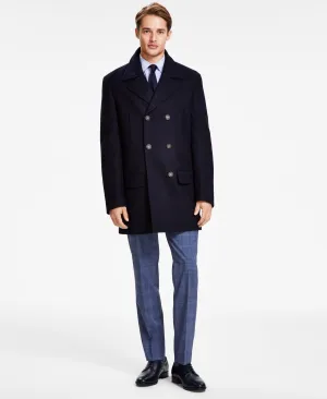 Michael Kors Mens Regular fit Double Breasted Peacoat Coat 38 S Blue Solid