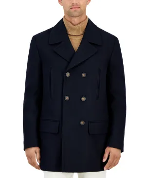Michael Kors Mens Regular fit Double Breasted Peacoat Coat 44 R Blue Solid