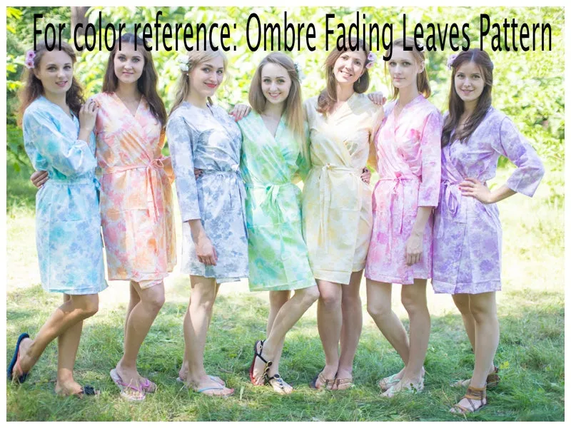 Mint My Peasant Dress Style Caftan in Ombre Fading Leaves Pattern