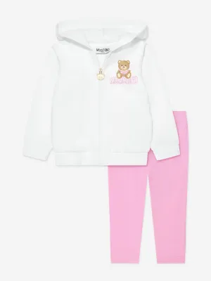 Moschino Baby Girls Zip Up Hoodie And Leggings Set in White
