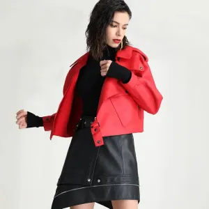 Motorcycle Biker Short Pu Leather Coat