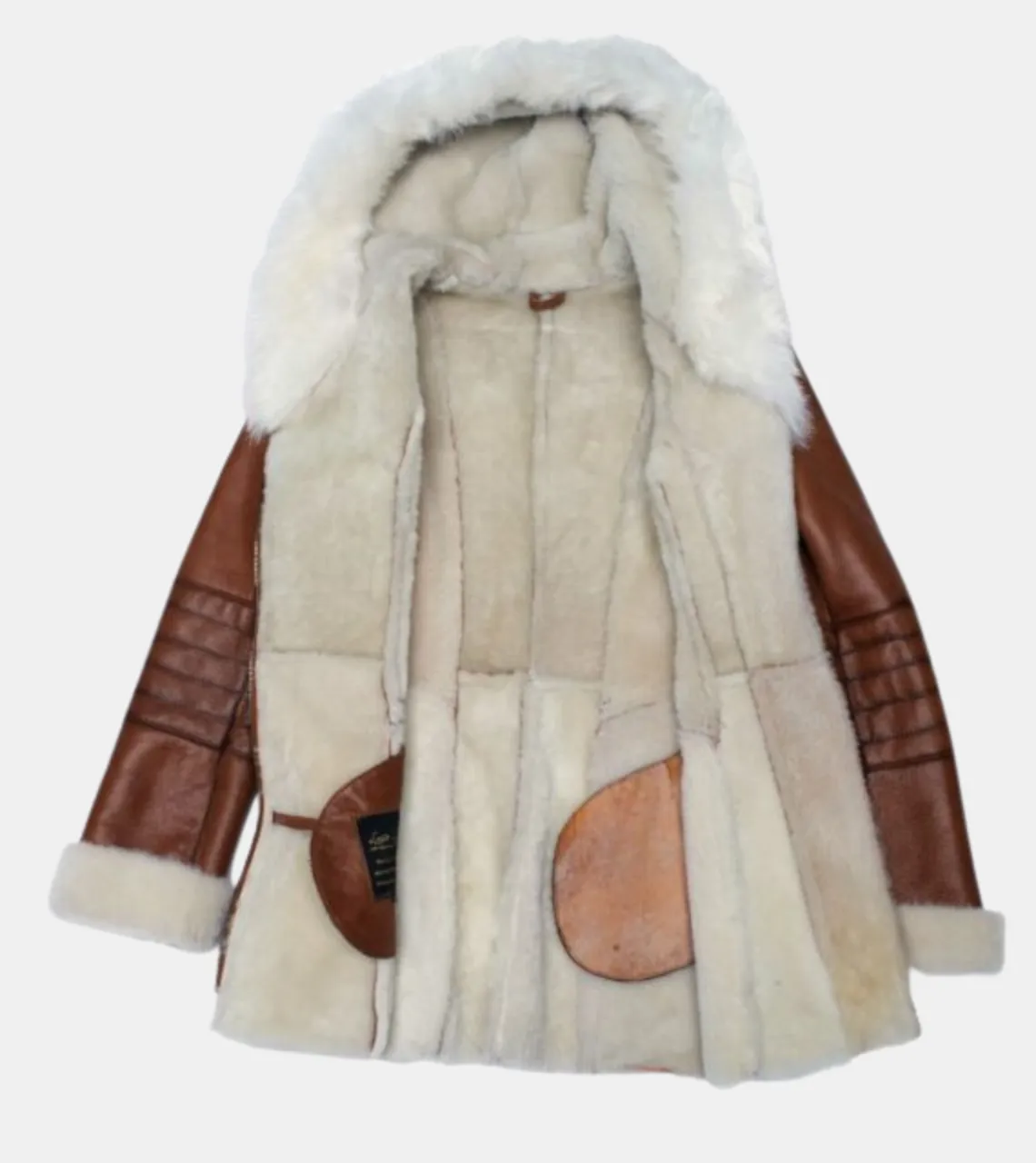 Myrtle Women's Tan Brown Hooded Shearling Leather Coat