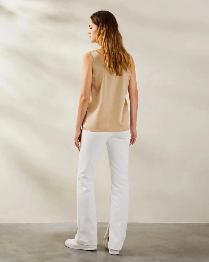 Reversible V&U Neck Silk Camisole Light Camel